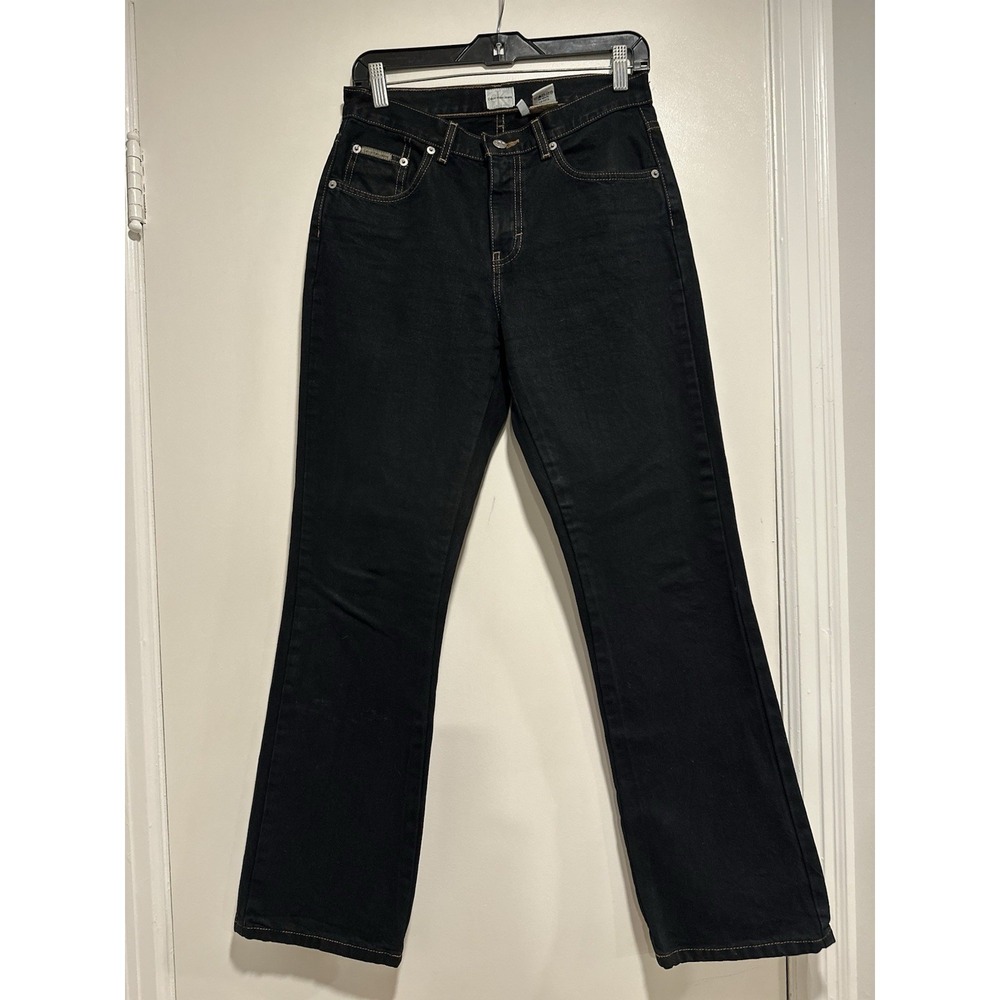 NWOT Calvin Klein Y2k Jeans Sz:4 Easy Fit High Rise Mom Black Denim Straight Leg